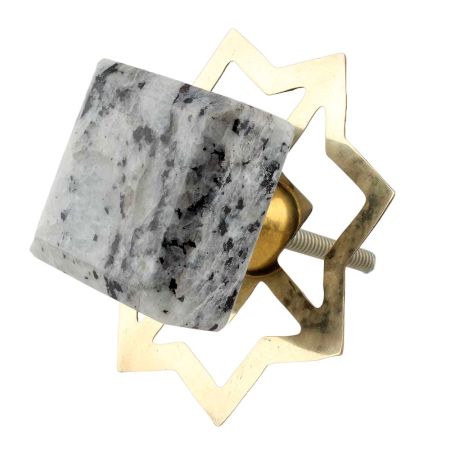 Grey Black Square Stone Cabinet Knob